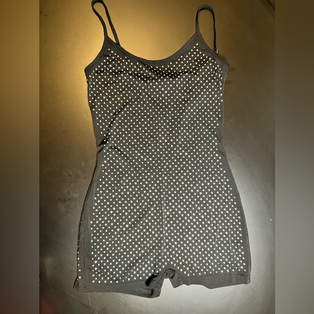 Baddieville Small Black Rhinestone Romper